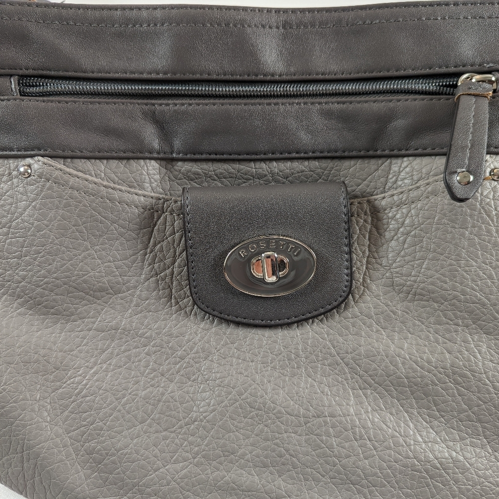 Rosetti Gray Colorblock Crossbody Bag Pebbled Faux Leather Zip Front Pocket - Picture 3 of 4